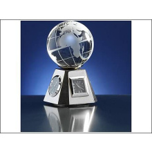 Wereldbol van glas 8cm met klok - Topgiving
