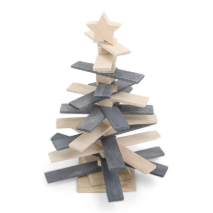 Wooden x-mas tree with star - Topgiving